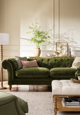 Harris Chesterfield 3 Seater Forest Green Matt Velvet