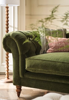 Harris Chesterfield 3 Seater Forest Green Matt Velvet