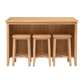 Inglesham Whitewash Oak Breakfast Bar Island and Stools Set