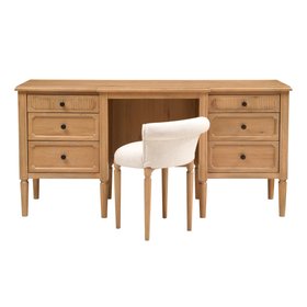 Leafield Washed Oak Dressing Table And Stool Set