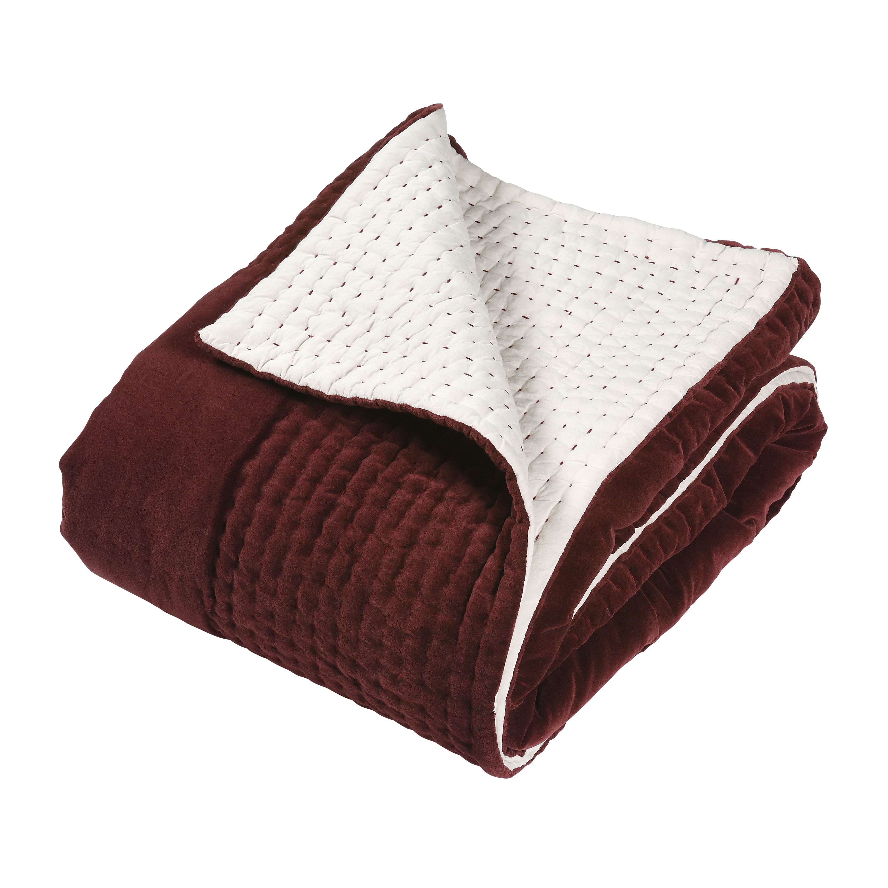 Cotton Velvet Bed Throw Rosehip
