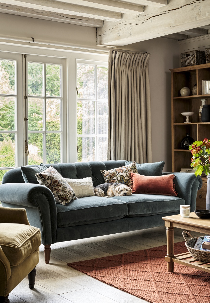 Chapman 4-Seater Sofa Matt Velvet Lake