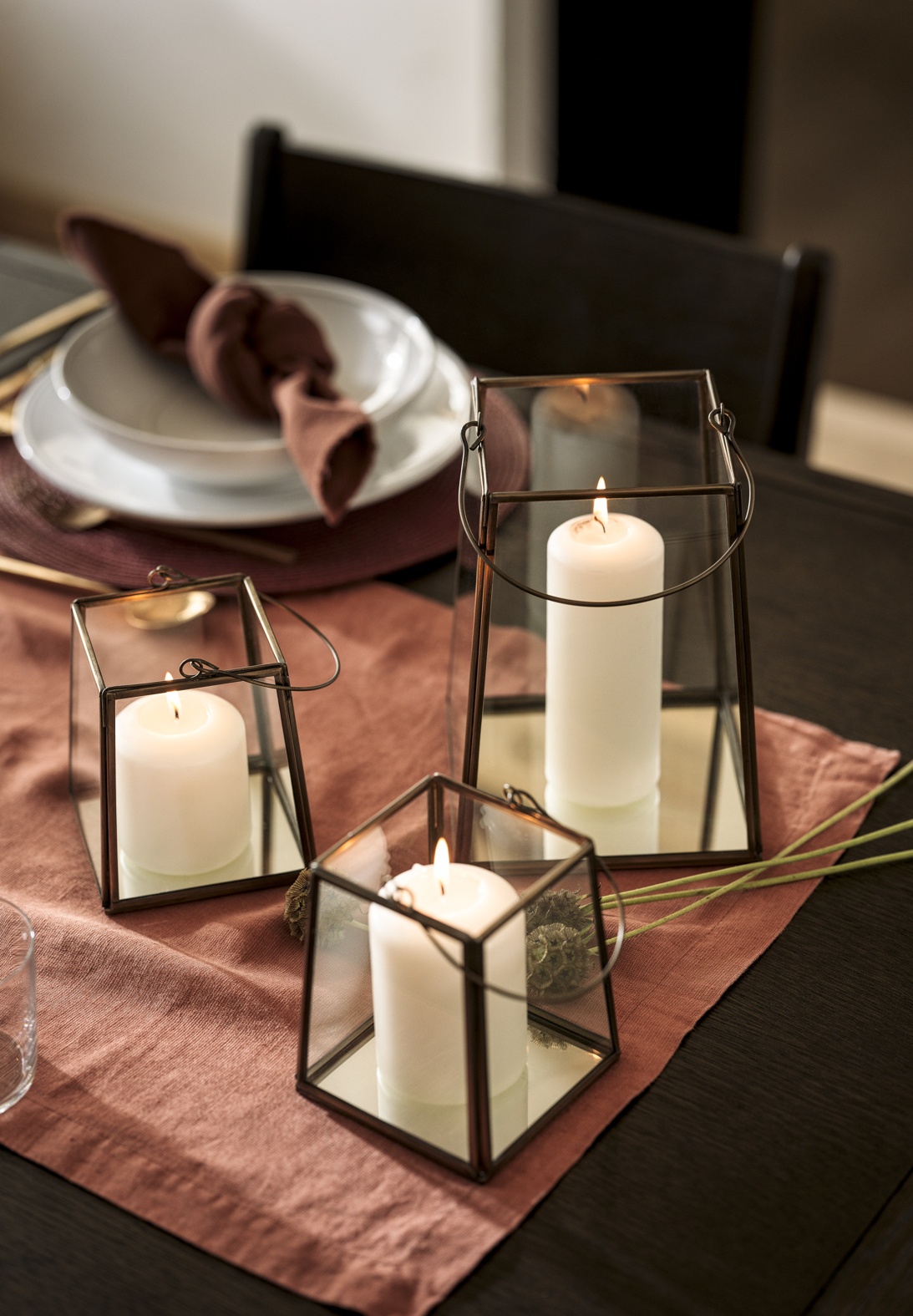 Deddington Antique Brass Tapered Lanterns