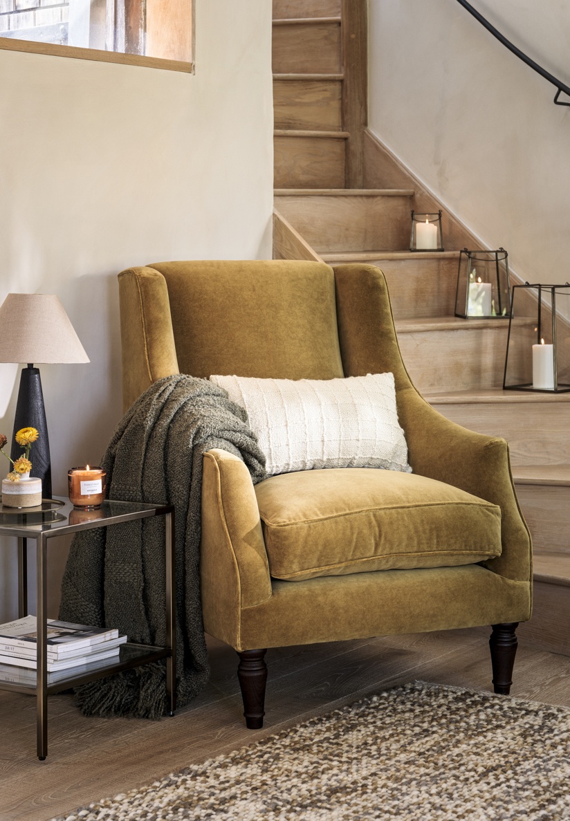 Annie Armchair Matt Velvet Mustard