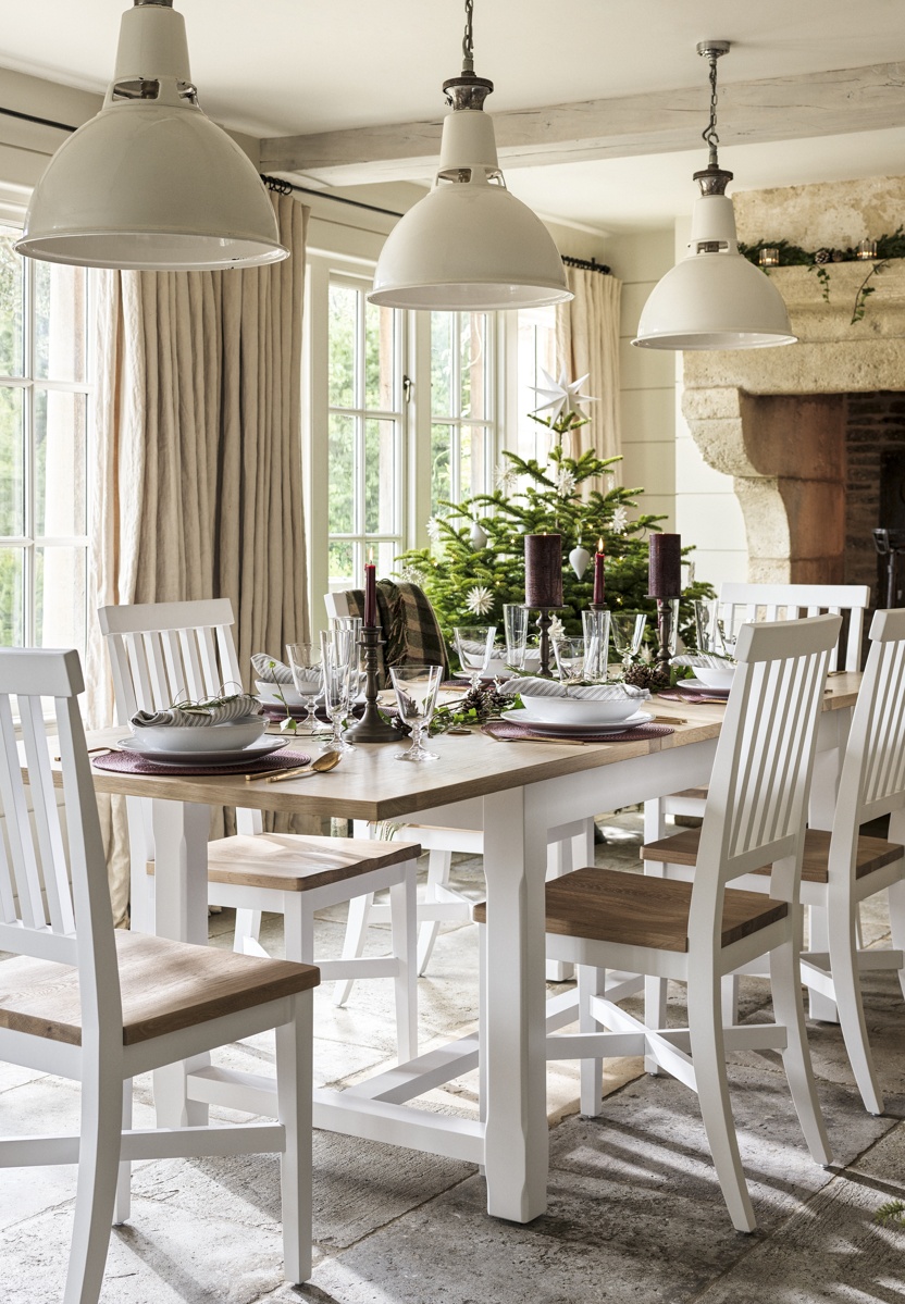 Chester Pure White 6-10 Seater Dining Table and 6 Dining Chairs