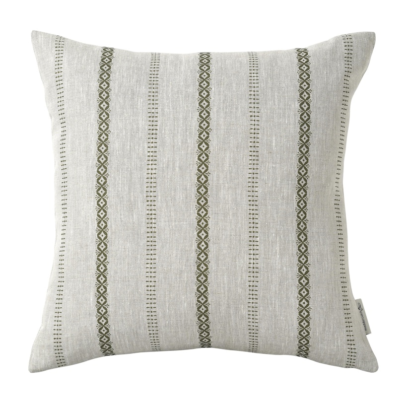 Madder Cutch & Co for Cotswold Co Blossom Stripe Cushion in Moss