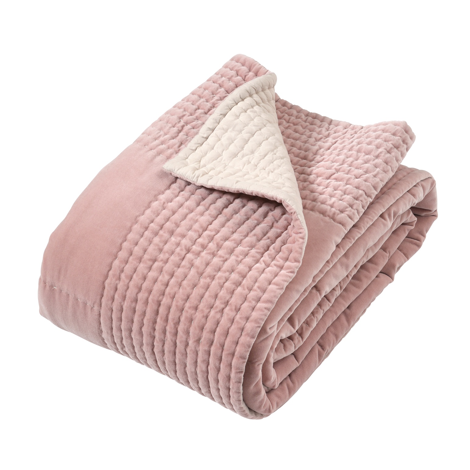 Luxury Cotton Velvet Dusky Pink Bed Throw