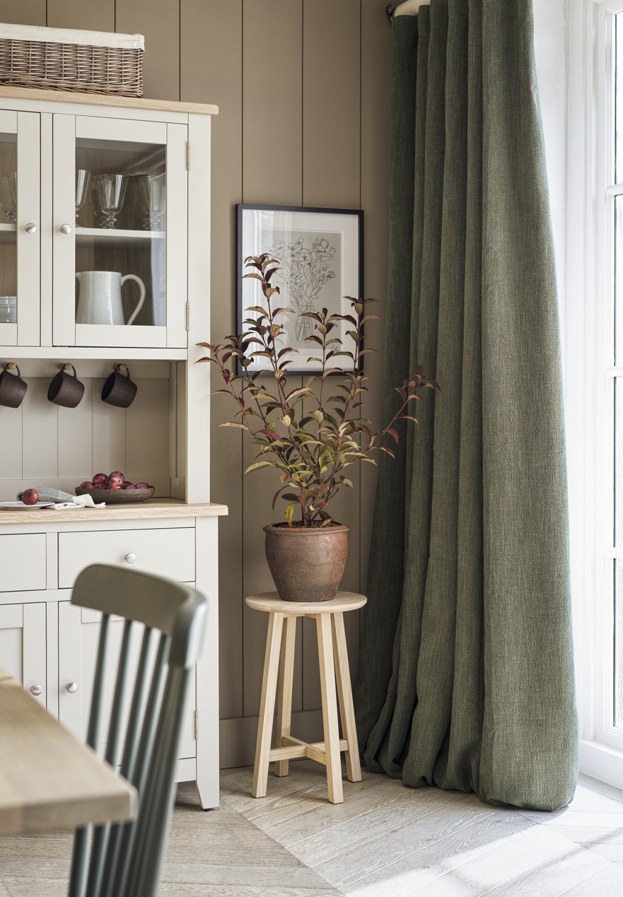 Marling Linen Mix Curtain  Pair in Moss