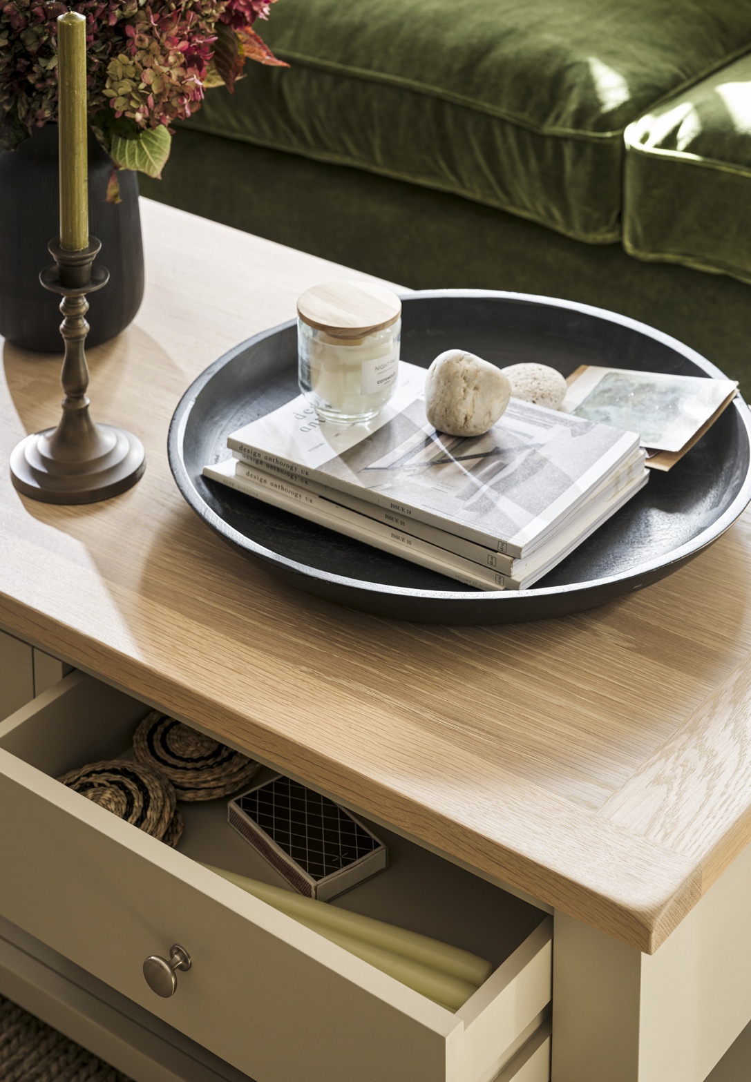 Chester Limestone Coffee Table With Drawers