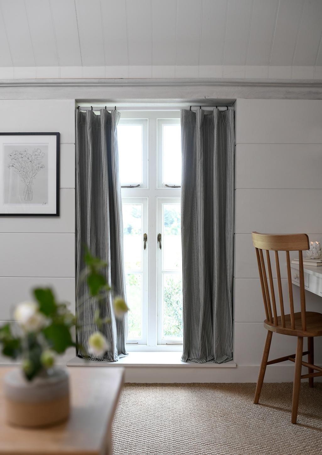 Lansdown Ticking Stripe Ink Curtain Pair from £65
