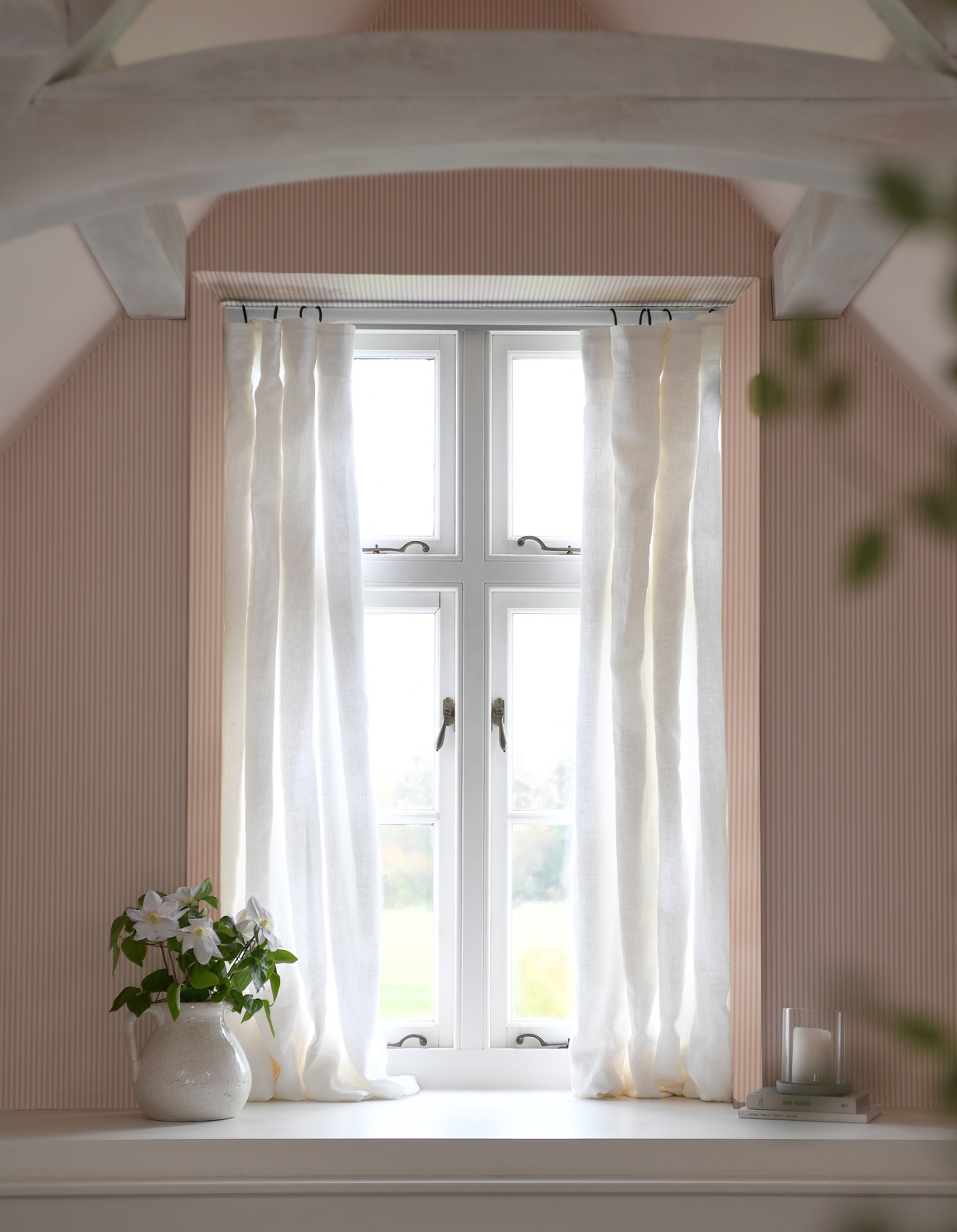 Rowcroft Pure Linen Curtain Pair in White from £85