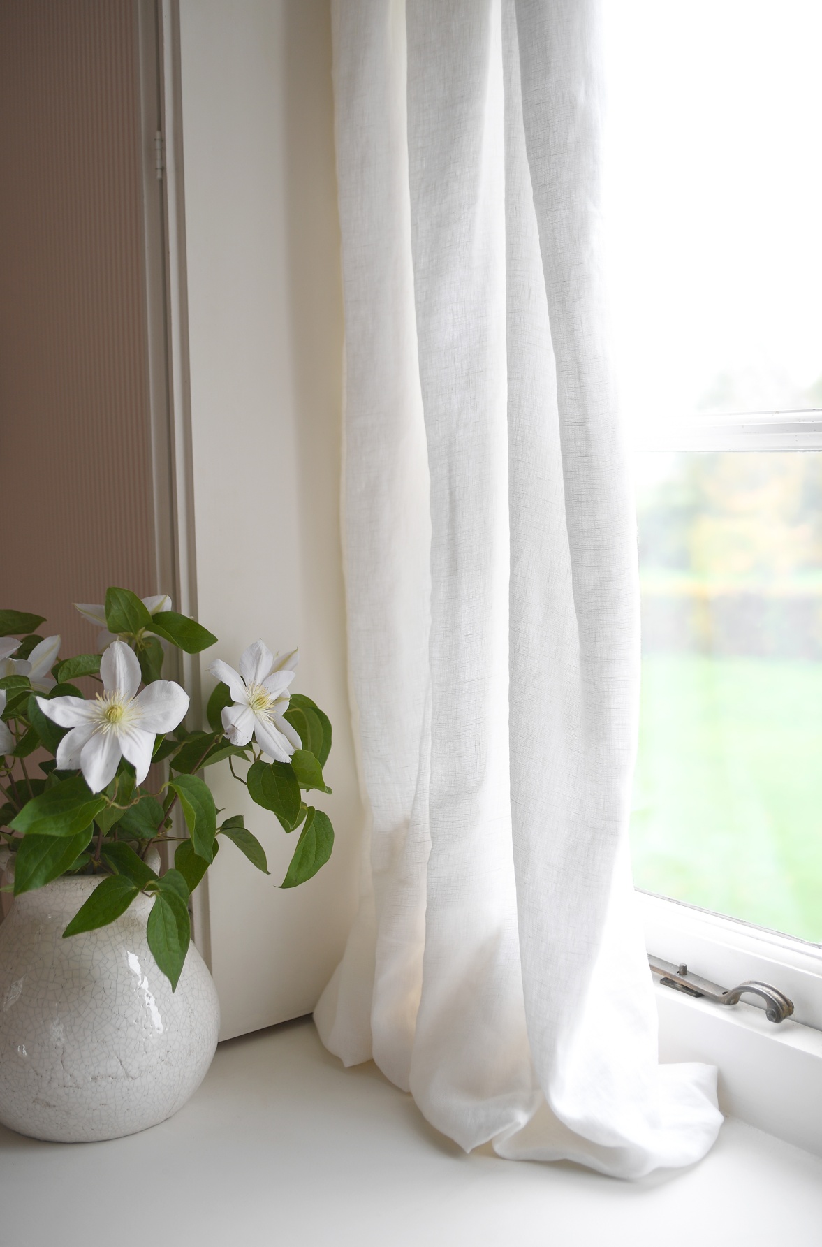Rowcroft Pure Linen Curtain Pair in  White from £85