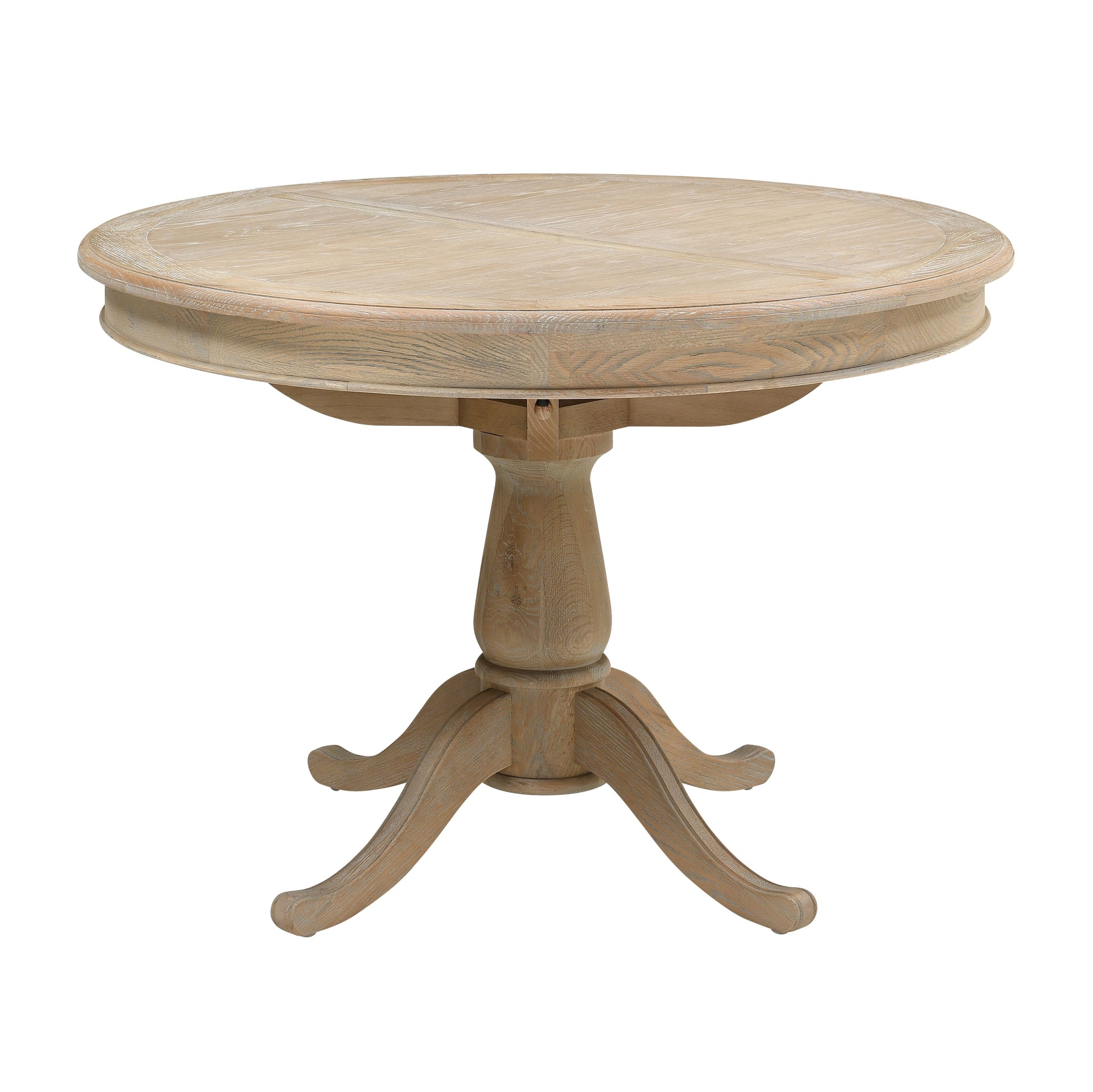 Camille Limewash Oak Round Extending Dining Table