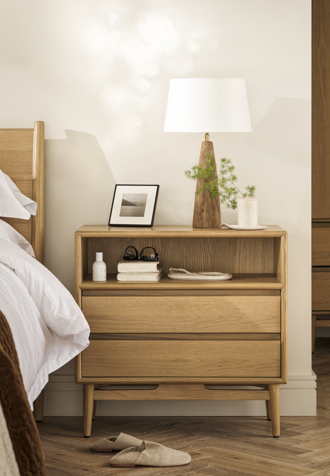 Winson Light Oak Wide Bedside
