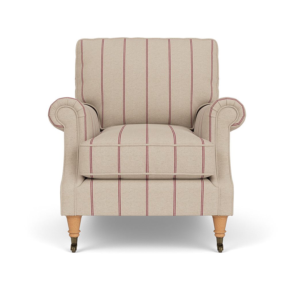Taylor High Back Armchair in Raspberry Compton Stripe