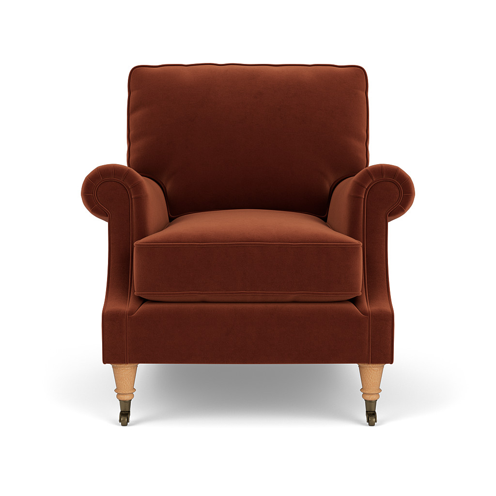 Taylor High Back Armchair In Brick Matt Velvet