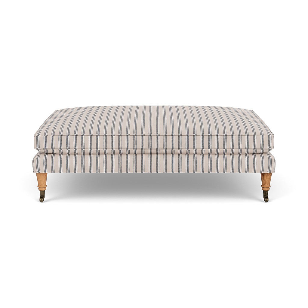 Taylor Foot Stool In Indigo Kingham Stripe