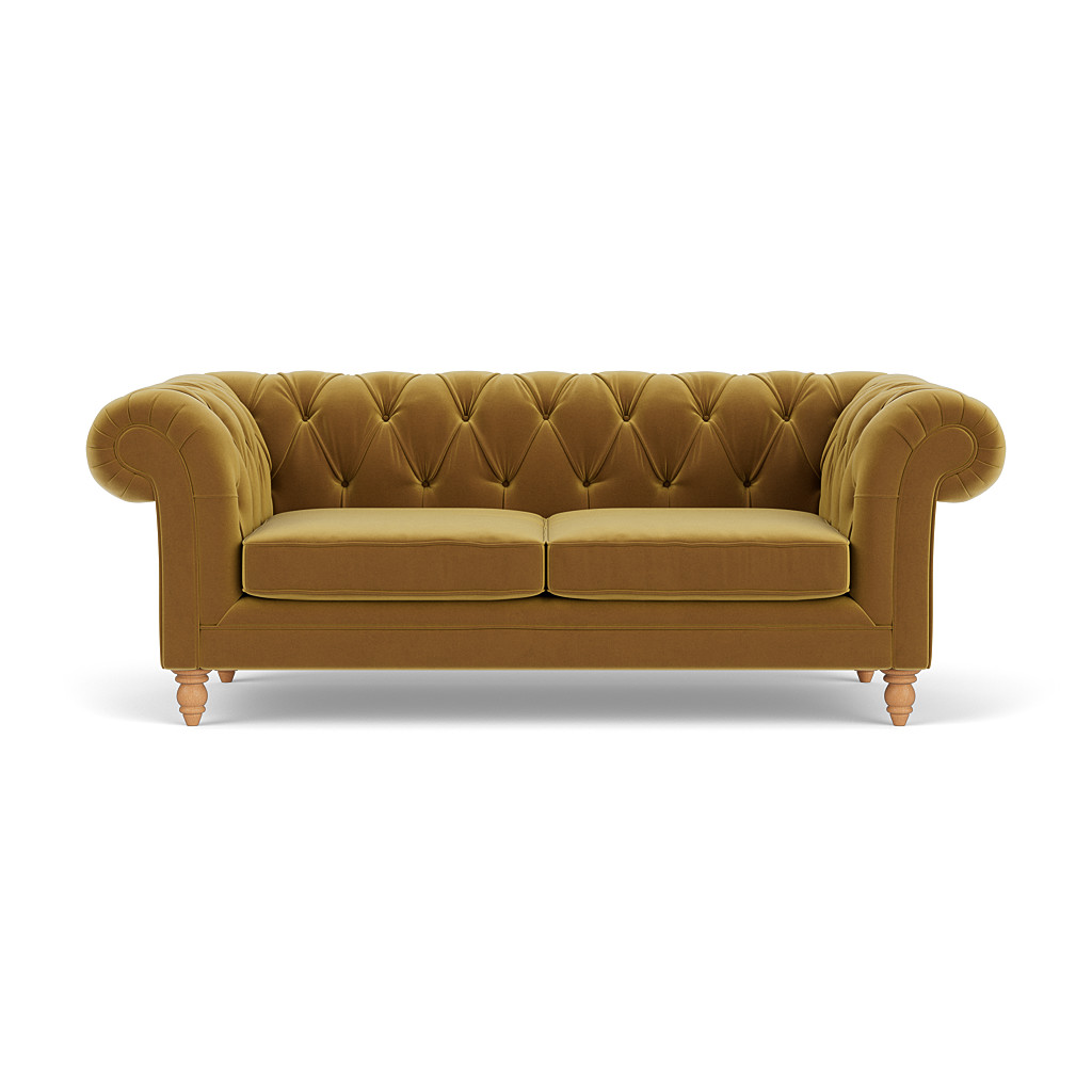 Harris Large 2 Seater Sofa In Mustard Matt Velvet