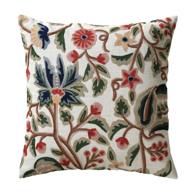 Crewel Trail Natural Cushion