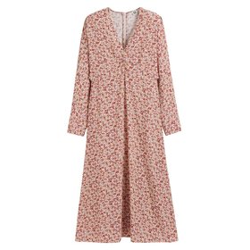 V-Neck Long Dress with Floral Print