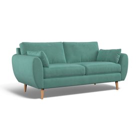 Ada Scandi Velvet 3 Seater Sofa with Light Wood Legs