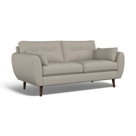 Ada Scandi Buttoned Soft Brushed 3 Seater Sofa with Dark Wood Legs