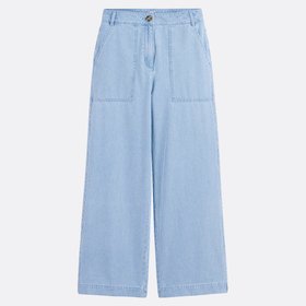 Carpenter Style Wide Leg Striped Trousers Blue Stripe