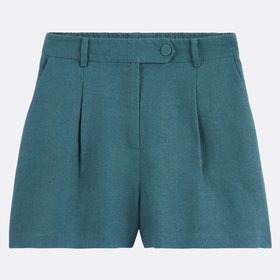 Emerald Green Linen Shorts