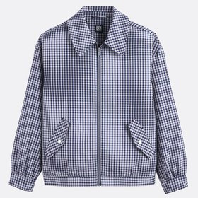 Checked Cropped Zip Up Jacket