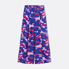 Printed Wide Leg Trousers With Pleats