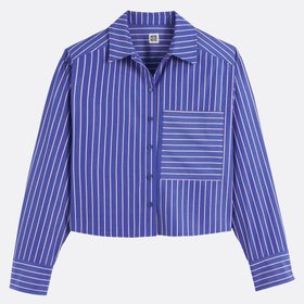Striped Cropped Shirt With Long Sleeves