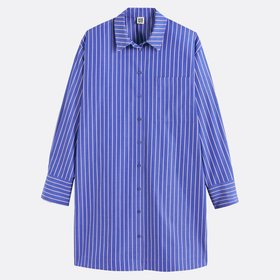 Striped Mini Shirt Dress with Long Sleeves