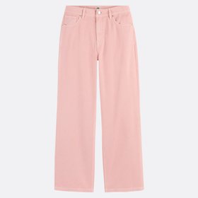 Cotton Wide Leg Jean Trousers Pink