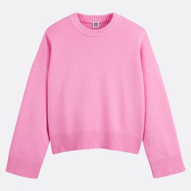 Wool/Cotton Crew Neck Jumper, Pink