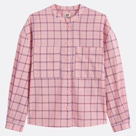 Checked Crew Neck Shirt with Long Sleeves