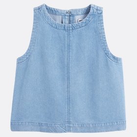 Denim Sleeveless Top with Crew Neck