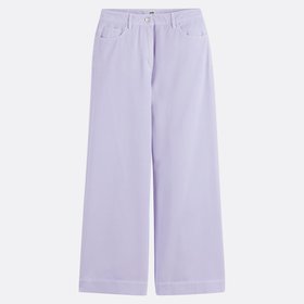 High-Waist Wide-Leg Trousers in Cotton Twill