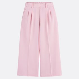 Wide Leg Cropped Trousers with Pleat Front