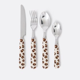 Azhar 24-Piece Cutlery Set with Leopard Print Handles