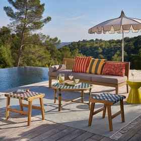 Bianca Solid Teak/Woven Resin Stool
