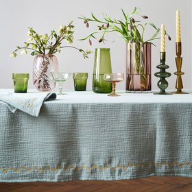 Kumla Tablecloth in Embroidered Cotton Muslin