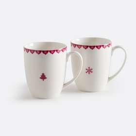 Set of 2 Flocani Porcelain Mugs