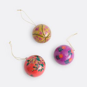Set of 3 Caspar Patterned Christmas Baubles