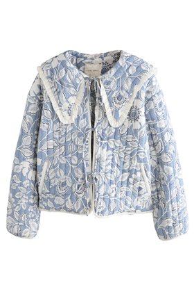 Blue/Ecru Oastbrook Quilted Jacket With Collar