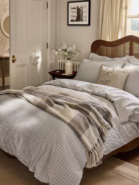 Natural Gingham Seersucker Duvet Cover and Pillowcase Set