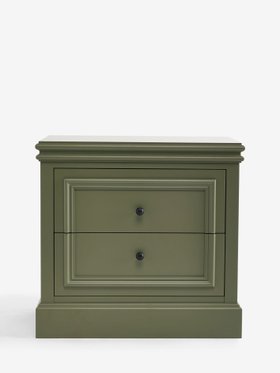 Khaki Green Swanton Wide 2 Drawer Bedside Table