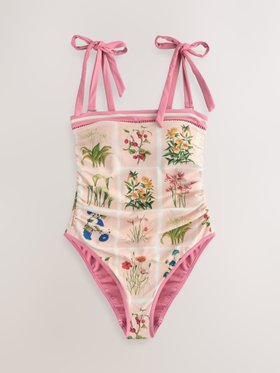 Coral Pink Pershore Postcards Tummy Control Removable Straps Swimsuit