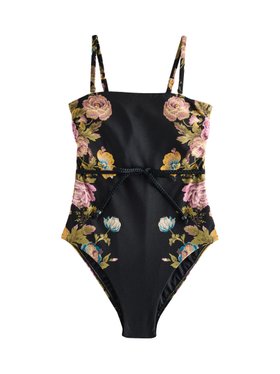 Black Uffington Tummy Control Tie Waist Swimsuit