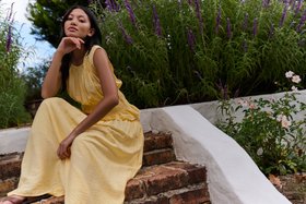 Yellow Shirred Blouse