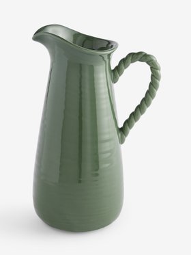 Green Twisted Handle Jug Vase